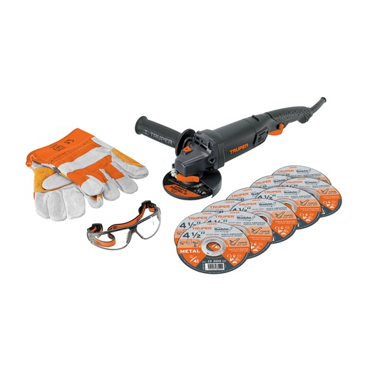 [7506240684114] ANGLE GRINDER 4 1/2 COMBO 4PCS TRUPER 101456