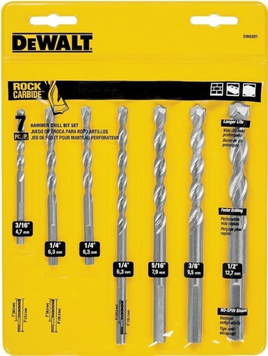 [028874052079] JEUX MECHE BETON DEWALT 7PCS DW5207