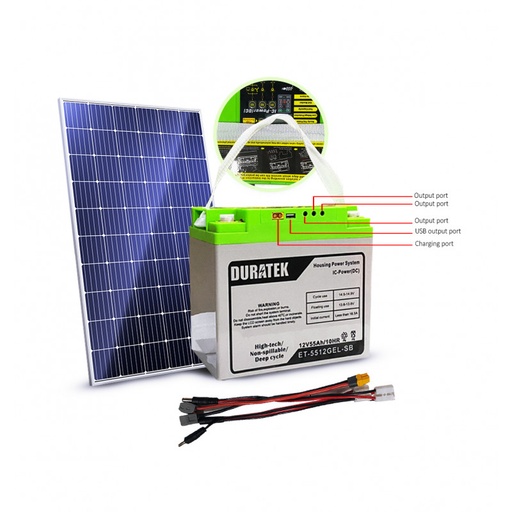 [DURA5512] KIT SOLAIRE BATTERIE+PANNEAU DURATEK ET-5512GEL-SB