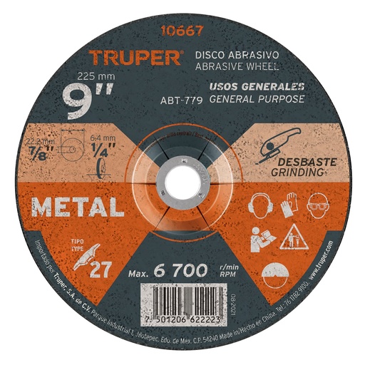 [7506240620471] LAME GRINDER 9" TRUPER 10667