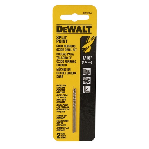 [028877324159] MECHE 1/16 SPLIT POINT DEWALT DW1904