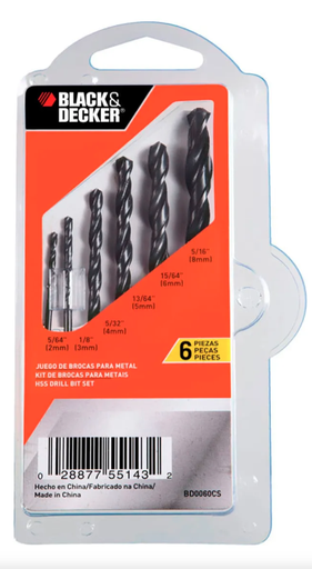 [028877551432] MECHE FER 6 PCS BLACK&DECKER BD0060CS