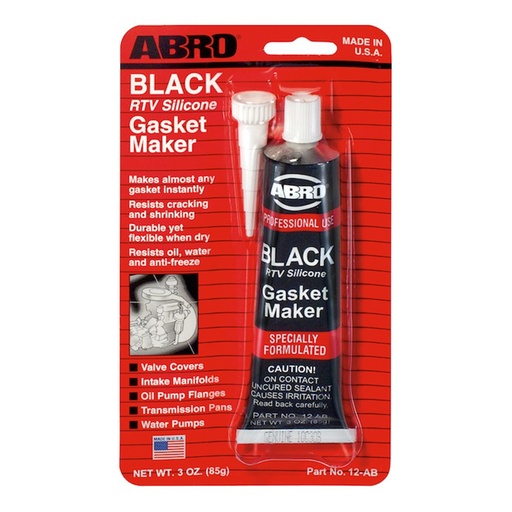 [790920122929] ABRO GASKET MAKER BLACK 3OZ 12AB